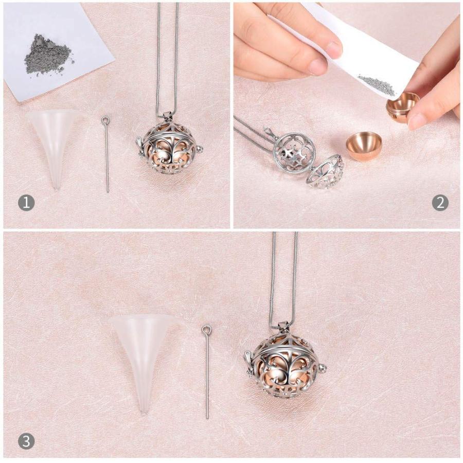 Minicremation Cremation Jewelry Urn Pendant Necklace for Ashes with Hollow Ball Keepsake Memorial Jewelry for Ashes (Ros｜kame-express｜04