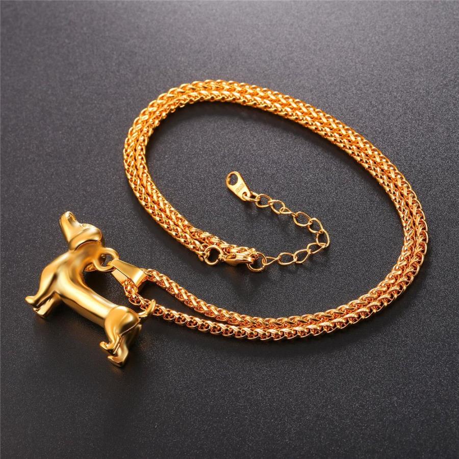 U7 Pet Dachshund Dog Necklace 18K Gold Plated Animal Jewelry Pet Lover Gift｜kame-express｜02