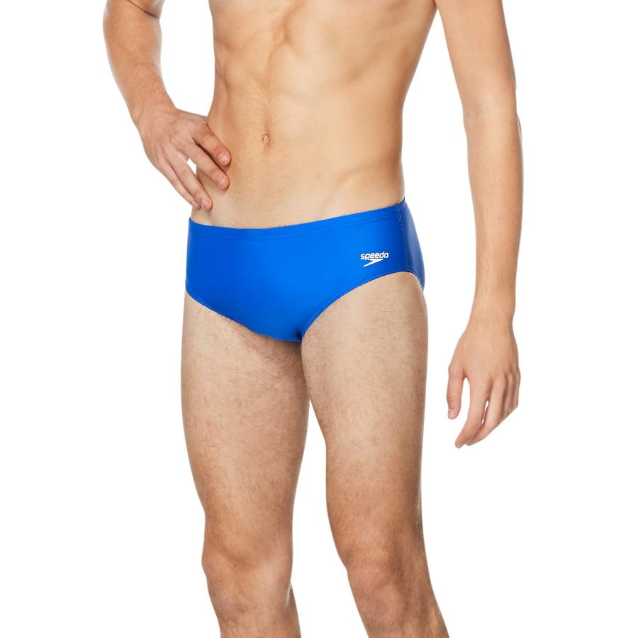 Speedo Herren Badehose Powerflex Eco Solid – Slip In Marineblau, Chlorbeständig