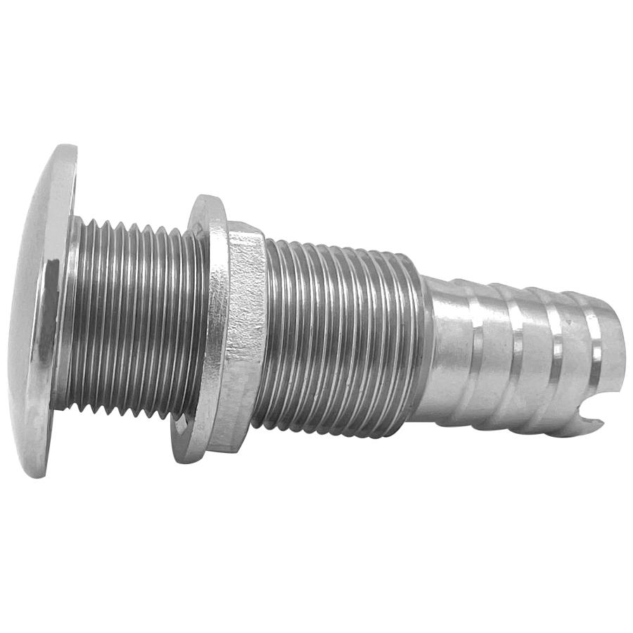 ISURE MARINE Stainless Steel Barbed Standard Length Straight Thru-Hull Marine Barbed Hose Thru Drain Connector 1 w/Nut B｜kame-express｜06