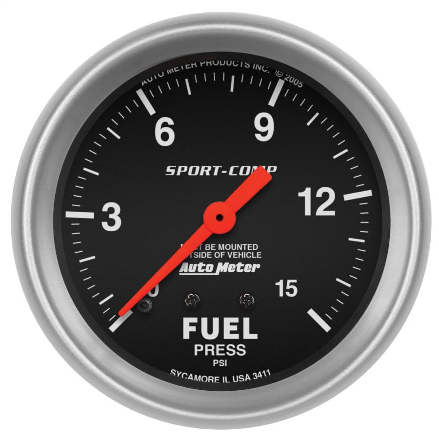 Auto Meter 3411 Sport-Comp Mechanical Fuel Pressure Gauge - 2 5/8 : かめ ...