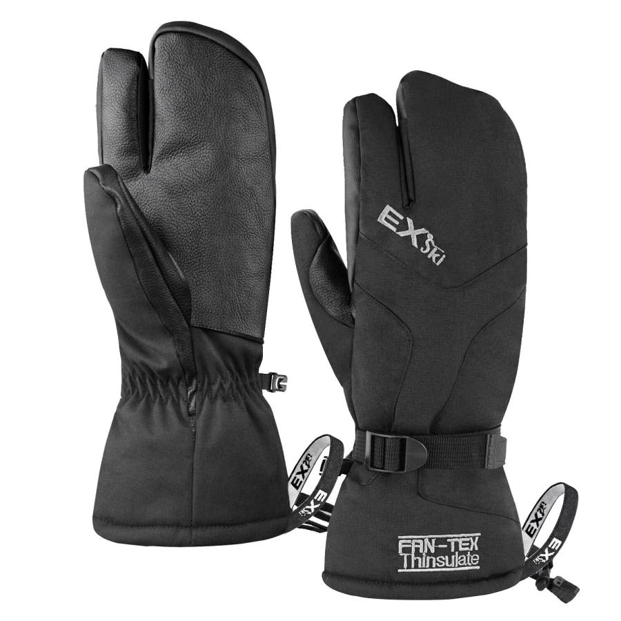 EXski Waterproof Winter 3Finger Ski Gloves Warm Insulated Snow Mittens for Cold Weather