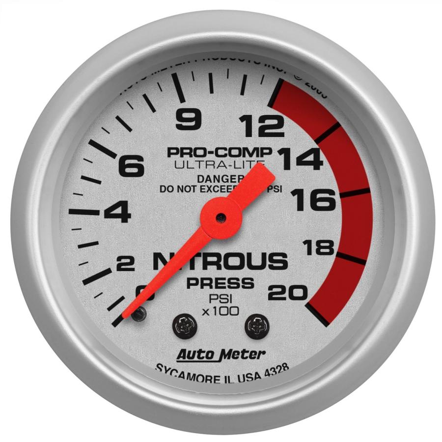 Auto Meter 4328 Ultra-Lite Mechanical Nitrous Pressure Gauge : かめよし ...