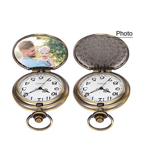 SIBOSUN Pocket Watch Men Personalized Black Chain Quartz from Son Daughter to DAD Engraved Bronze｜kame-express｜05