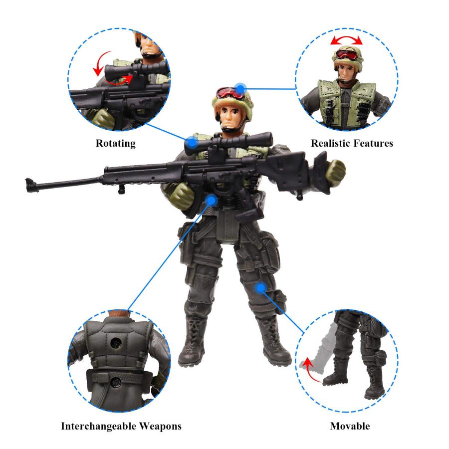 HAPTIME Military Action Figure Play Set for Kids - Army Men Soldiers Toys for Boys and Girls Ages 3-9 (SWAT Team Edition｜kame-express｜05