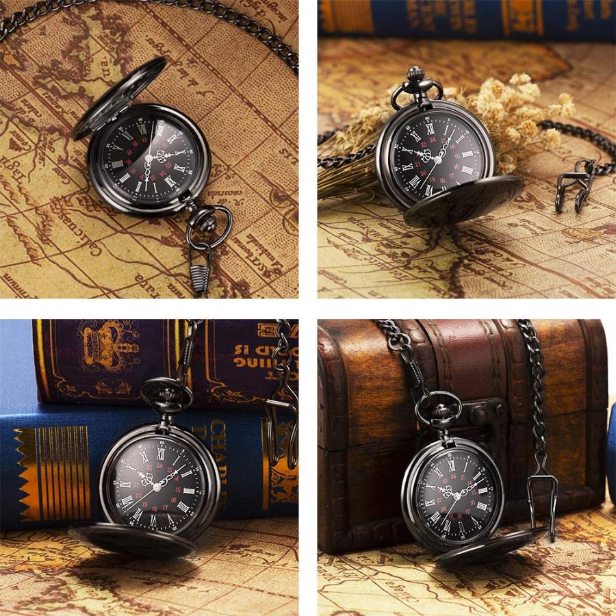 ManChDa Valentines Day Gifts for Him Pocket Watch for Men Gift for Husband Boyfriend Gifts Quartz Pocket Watches with Ch｜kame-express｜06