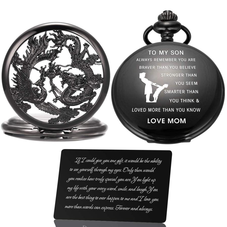 Pocket Watches Pocket Watch to Son Personalized Pocket Watches for Men with Chain Gifts for Son from Mom Dad-Engraved Po｜kame-express｜02