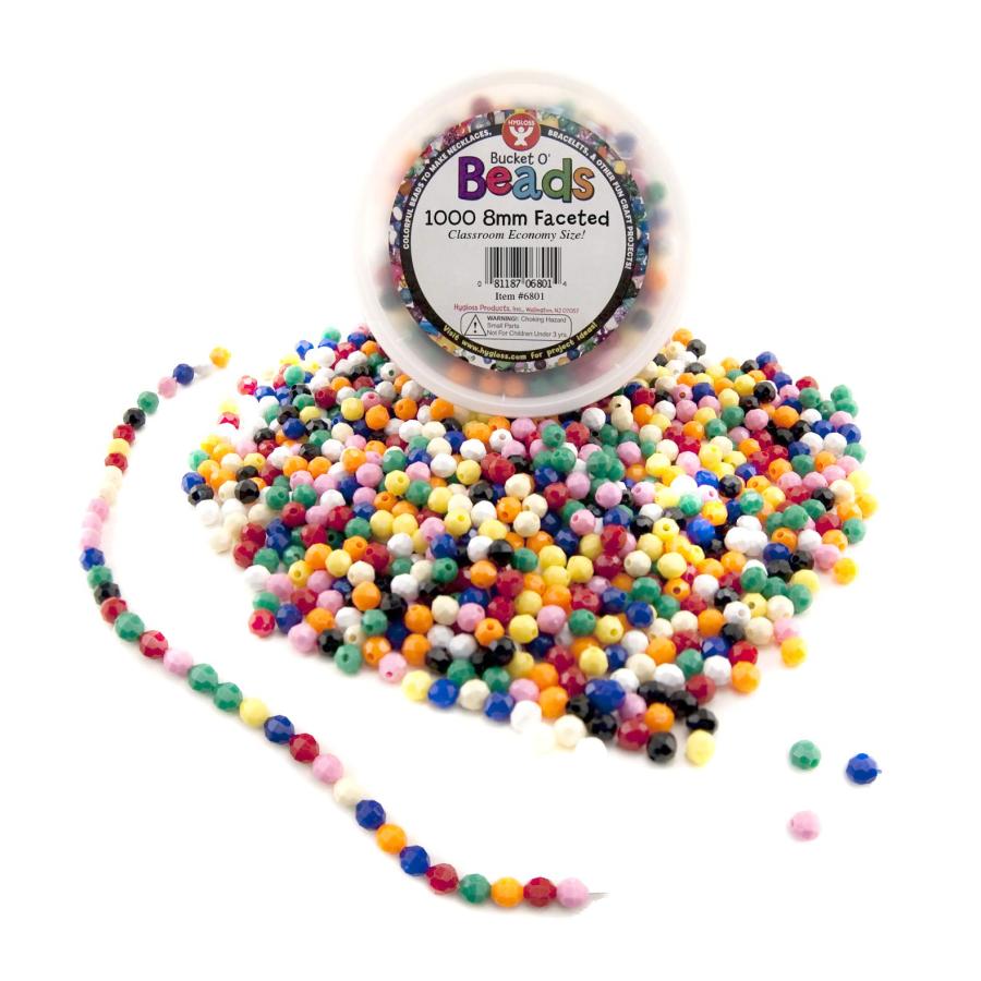 Hygloss Bucket O' Beads – 118 Ml, Facettierte Perlen-Mix | Mit Faden, Für Schmuck, Basteln