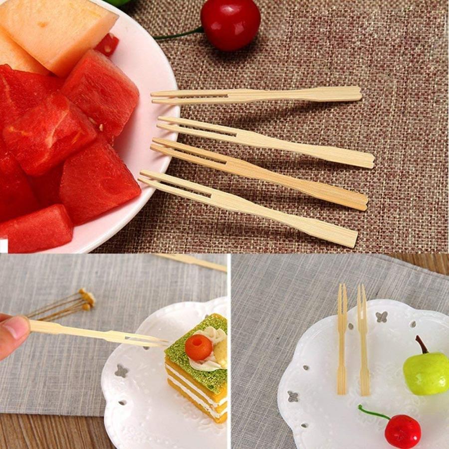 UPlama 600Pcs Bamboo ForksWooden Appetizer Forks for Appetizer Cocktail Fruit Pastry Dessert3.4inch｜kame-express｜05