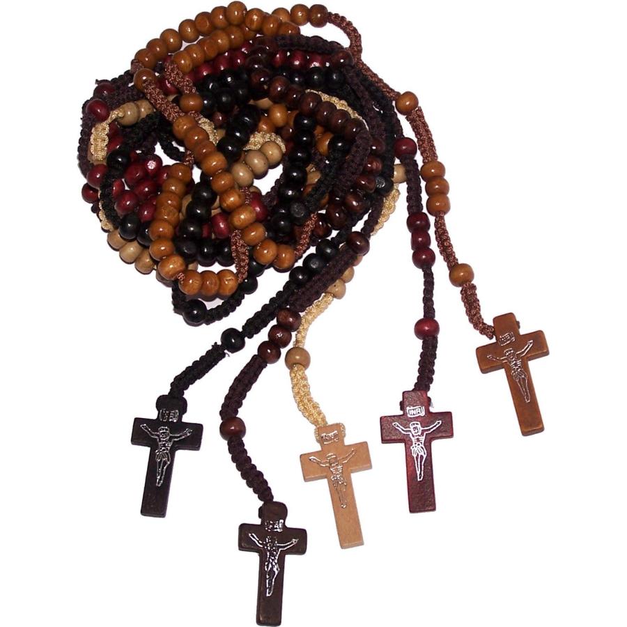 Holy Land Market Five Rosaries : Black Tan Ivory Brown and Maroon ...
