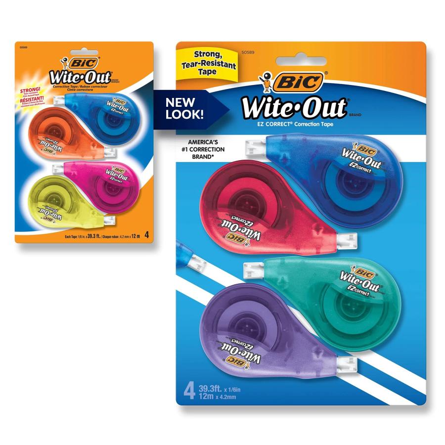 BIC Wite-Out EZ Correct – Nastro Correttivo 6 Pezzi, Bianco, Asciutto E Resistente