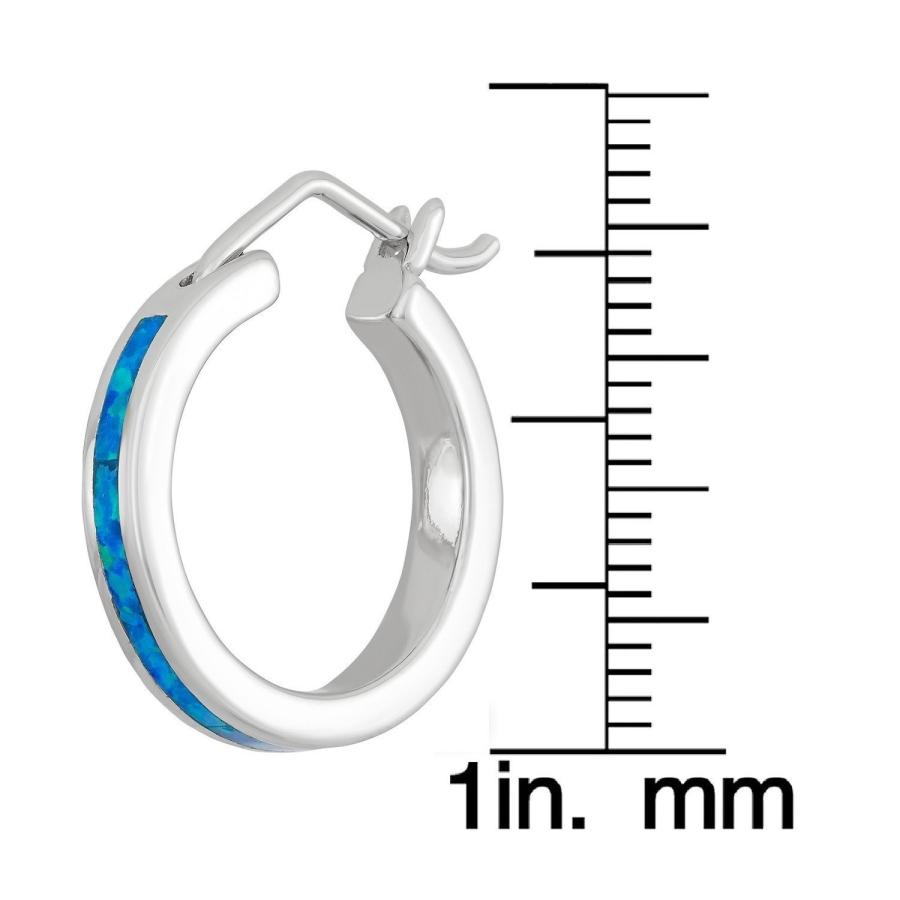 Sterling Silver Created Blue Opal 20mm Hoop Earrings｜kame-express｜02