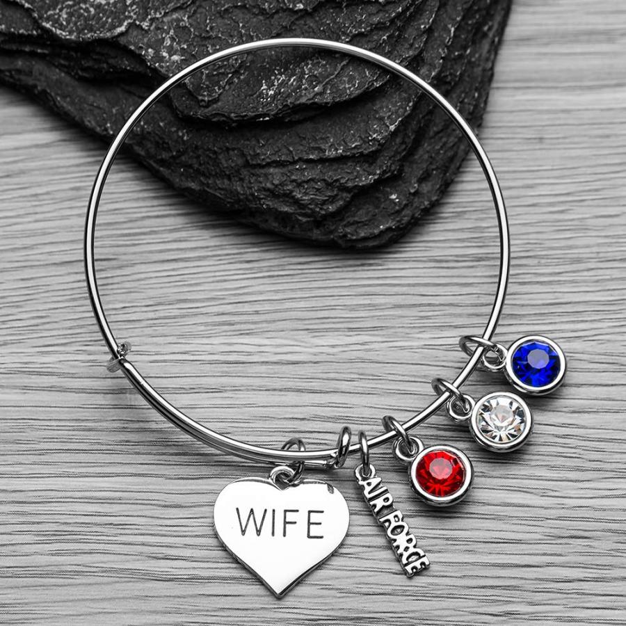 Infinity Collection Air Force Wife Charm Bangle Bracelet Proud Airforce Wife Jewelry Gift - Wife Gift｜kame-express｜02