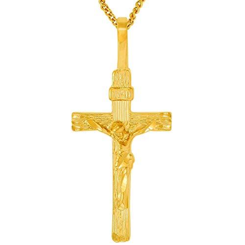 Catholic Jesus Christ INRI Crucifix Cross Necklace Pendant – Medium 1.44", 14K White Gold, Handmade In USA - View #9