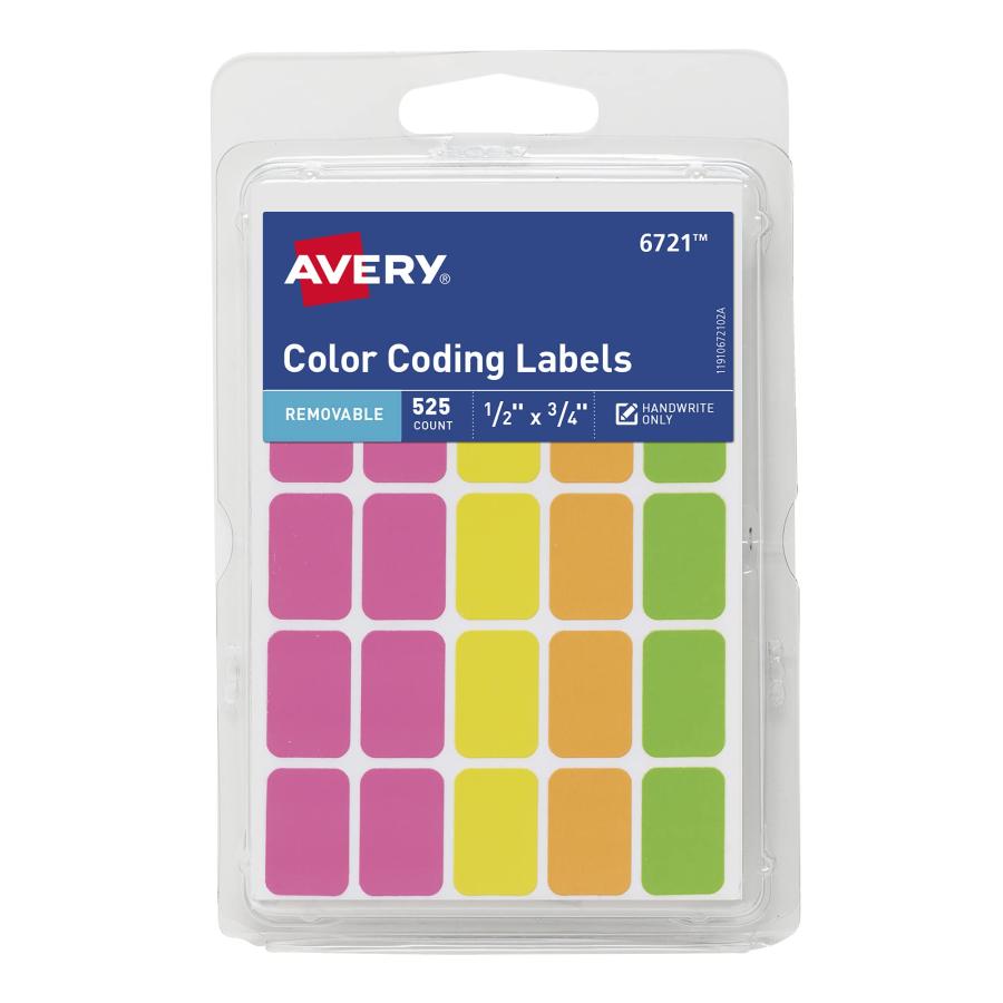 Avery Removable Color Coding Labels Rectangular Assorted Colors Pack of ...