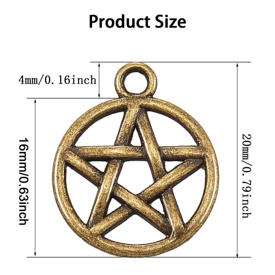 100 Pendentifs étoile Pentacle En Alliage - Charms Pour Fabrication De Bijoux DIY (collier, Bracelet, Boucles D'oreilles) - 4