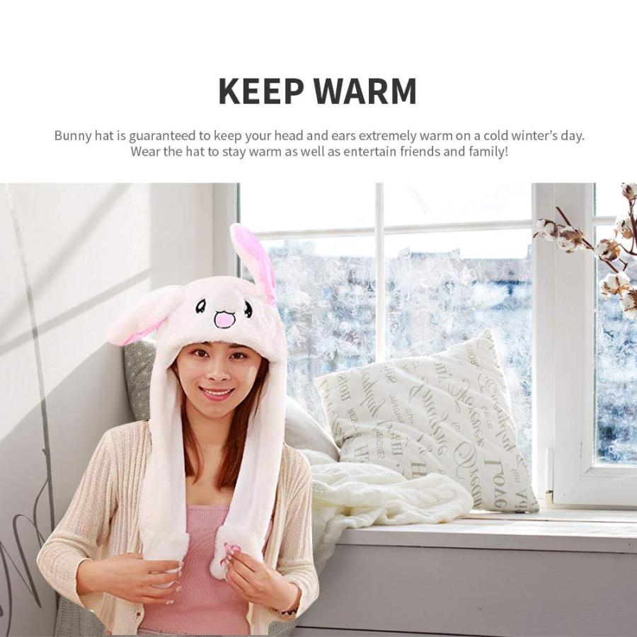 Eutuxia Rabbit Hat with Moving Ears Funny Soft Plush Moveable Bunny Cap｜kame-express｜03