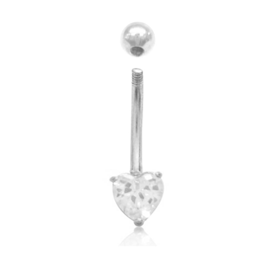 Ritastephens 14k Solid White Gold Cubic Zirconia Heart Belly Button Navel Ring Body Art 14 gauge｜kame-express｜03