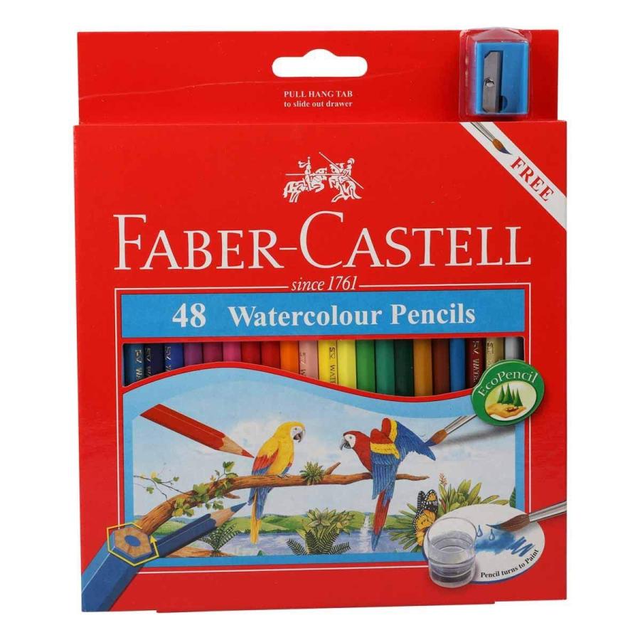 Faber Castell WaterColor Pencils with Sharpener and Brush 48 WaterColored Pencils set｜kame-express｜02