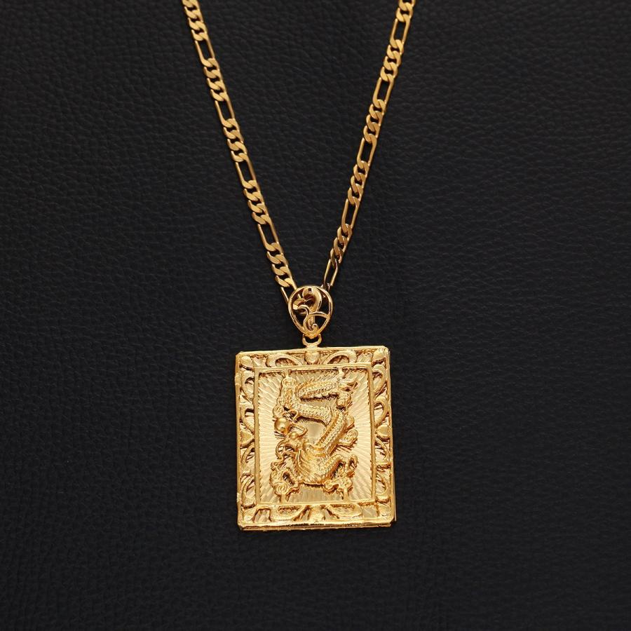 24K Gold Plating Chinese Zodiac Dragon Pendant Hiphop Rock Necklace Jewelry｜kame-express｜02