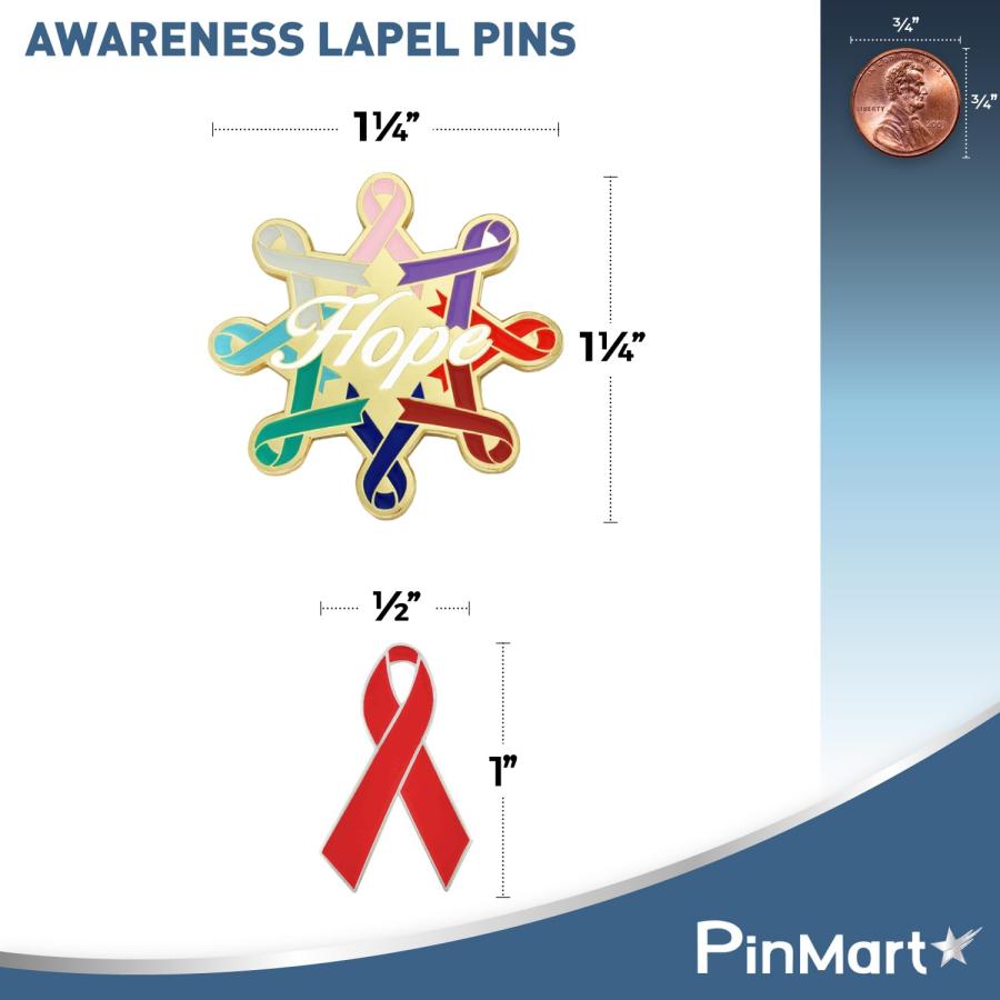 PinMart Awareness Enamel Lapel Pin  Nickel Plated Green Ribbon Pin  Mental Health Ribbon or Liver Cancer Prevention Aw｜kame-express｜04