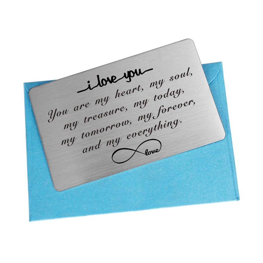 FALOGIJE Engraved Wallet Insert Card I Love You Forever Anniversary Card Gifts Soulmate Gifts for Him Her Gifts for Boyf｜kame-express｜05