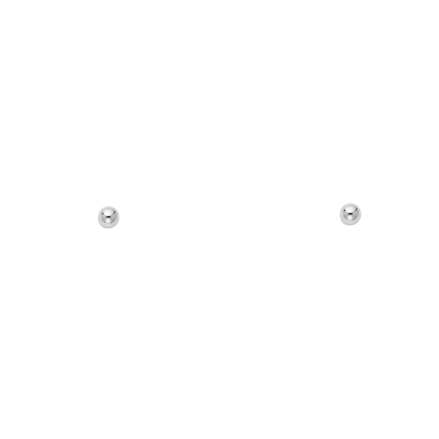 14k White Gold 2mm Ball Stud Earrings with Screw Back｜kame-express｜02