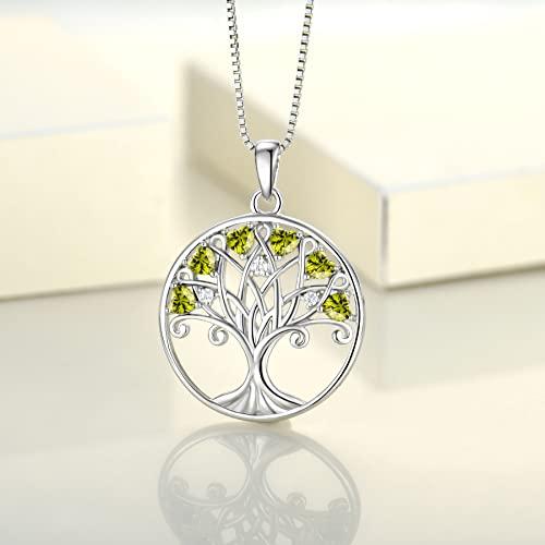YL Tree of Life Necklace Heart Family Tree Pendant Sterling Silver Created Peridot Jewelry Gift for Women｜kame-express｜04