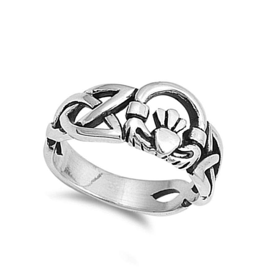 Celtic Trinity Knot Claddagh Heart Ring New .925 Sterling Silver Band Size 10｜kame-express｜02