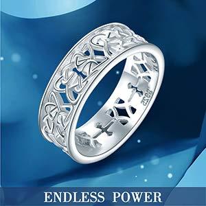 DAOCHONG Nickel-free 925 Sterling Silver Good Luck Irish Love Trinity Woven Celtic Knot Band Ring for Women Teen Girls S｜kame-express｜05