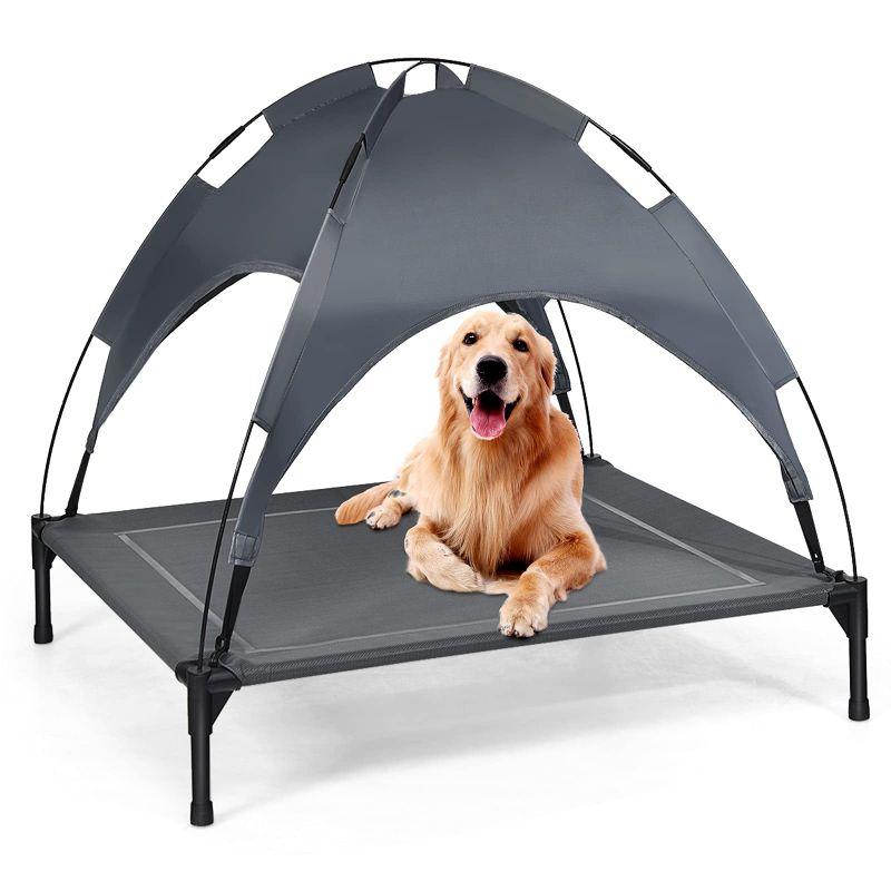 BestBuy ペットベッド ドッグコット コット型 オーニング付き 脚つき 犬用 猫用 耐荷重50kg 幅105cm 折りたたみ メッシュ