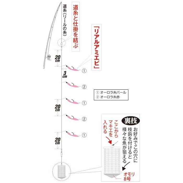 ハヤブサ 下カゴサビキセット リアルアミエビ 3-0.6 HA210 [3]｜kameya-ec1｜02