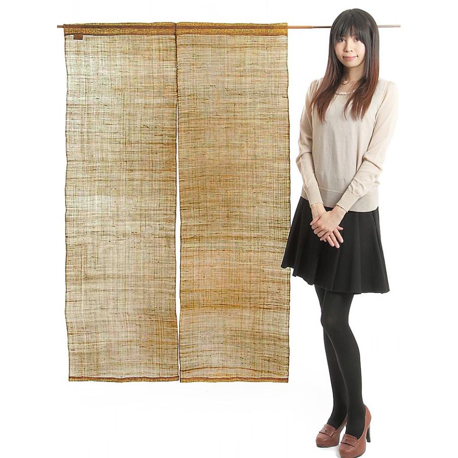 のれん 暖簾 おしゃれ 和風 ロング 麻 夏用 90×150cm こげ茶 無地