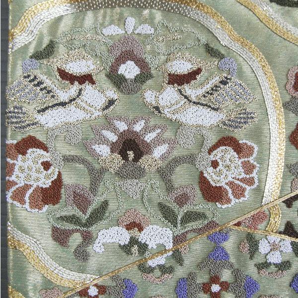 【エ107】西陣逸品　振袖可　唐草花装飾紋　正絹六通高級美術袋帯　新品同様 エ107】西陣逸品 振袖可 唐草花装飾紋 正絹六通高級美術袋帯 新品同様