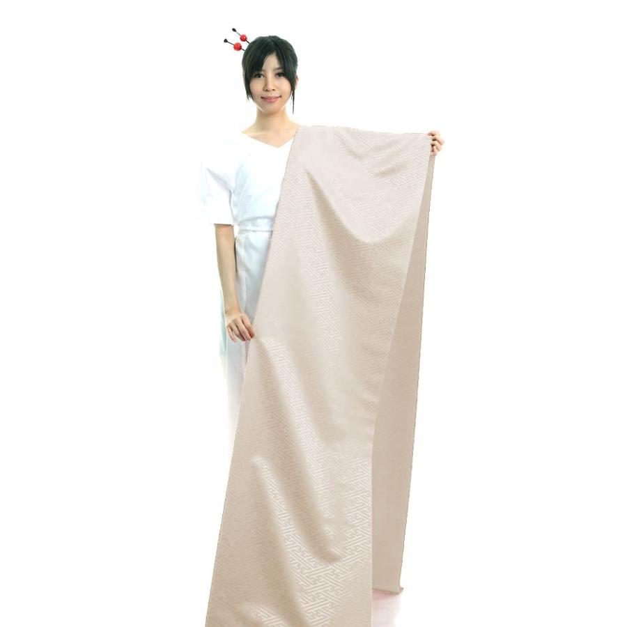 色無地 着物 反物 紋綸子 紗綾型 ベージュ 踊り 舞台 日本製 光沢