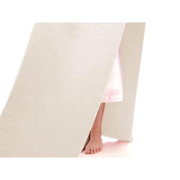 色無地 着物 反物 紋綸子 紗綾型 ベージュ 踊り 舞台 日本製 光沢