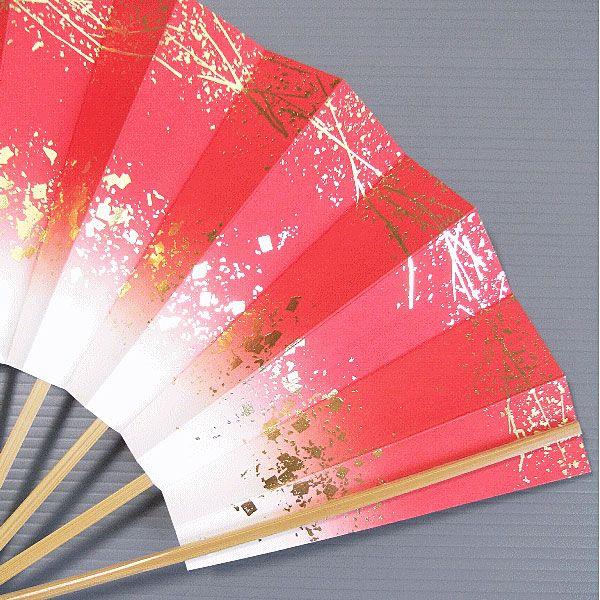 (644)舞扇　3本セット　赤　パール　金銀　詩吟　舞踊　扇子 舞扇子 舞踊 扇子 化粧箱入り 舞扇 踊り 祭り 日本舞踊 日舞 金