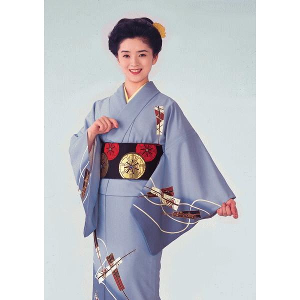 訪問着 着物 反物 女性 男性 踊り 絵羽 洗える着物 スカイグレー 扇子