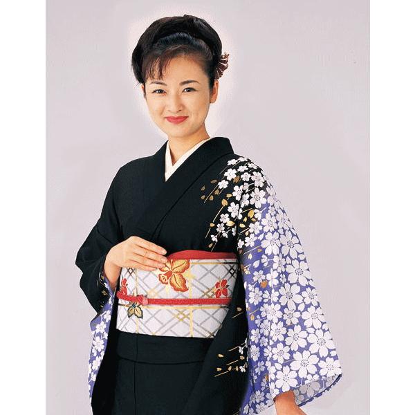 訪問着 着物 反物 女性 男性 踊り 絵羽 洗える着物 黒 枝垂桜 : カメヤ 