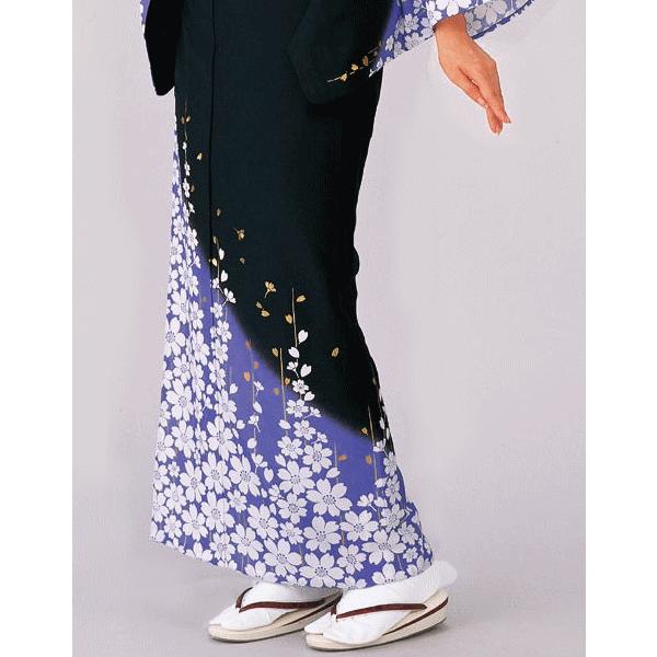 訪問着 着物 反物 女性 男性 踊り 絵羽 洗える着物 黒 枝垂桜 : カメヤ