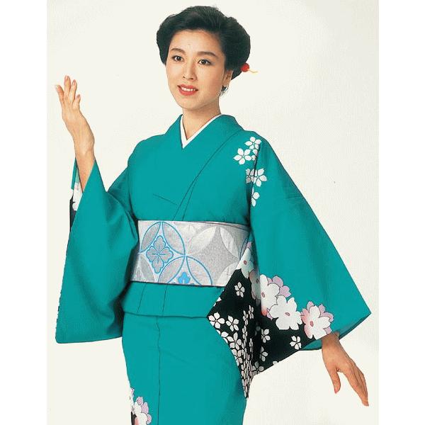 訪問着 着物 反物 女性 男性 踊り 絵羽 洗える着物 浅葱色 桜