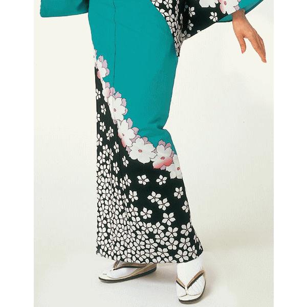 訪問着 着物 反物 女性 男性 踊り 絵羽 洗える着物 浅葱色 桜 : カメヤ