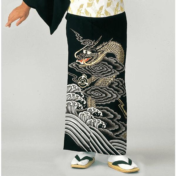 訪問着 着物 反物 女性 男性 踊り 絵羽 洗える着物 黒 昇り竜 : カメヤ