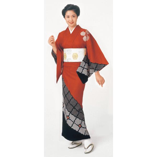訪問着 着物 反物 女性 男性 踊り 絵羽 洗える着物 錆朱 疋田糊置 帽子