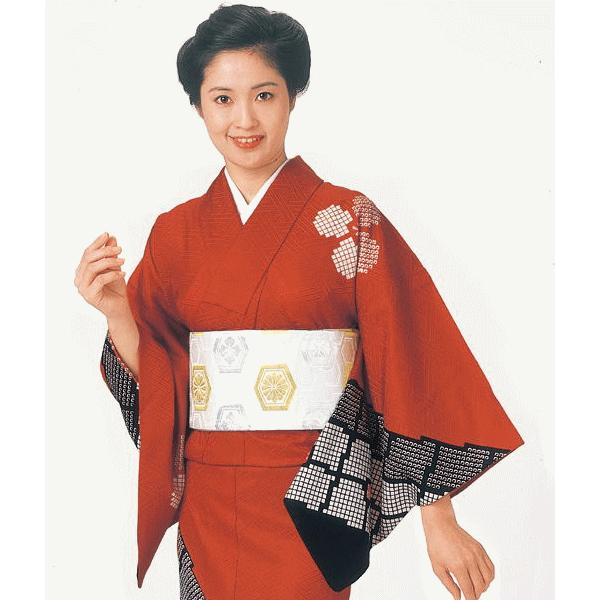 訪問着 着物 反物 女性 男性 踊り 絵羽 洗える着物 錆朱 疋田糊置 帽子