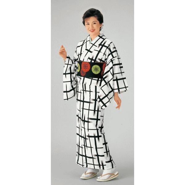 小紋 着物 反物 レディース 踊り 舞台 おしゃれ モダン 格子 白 洗える