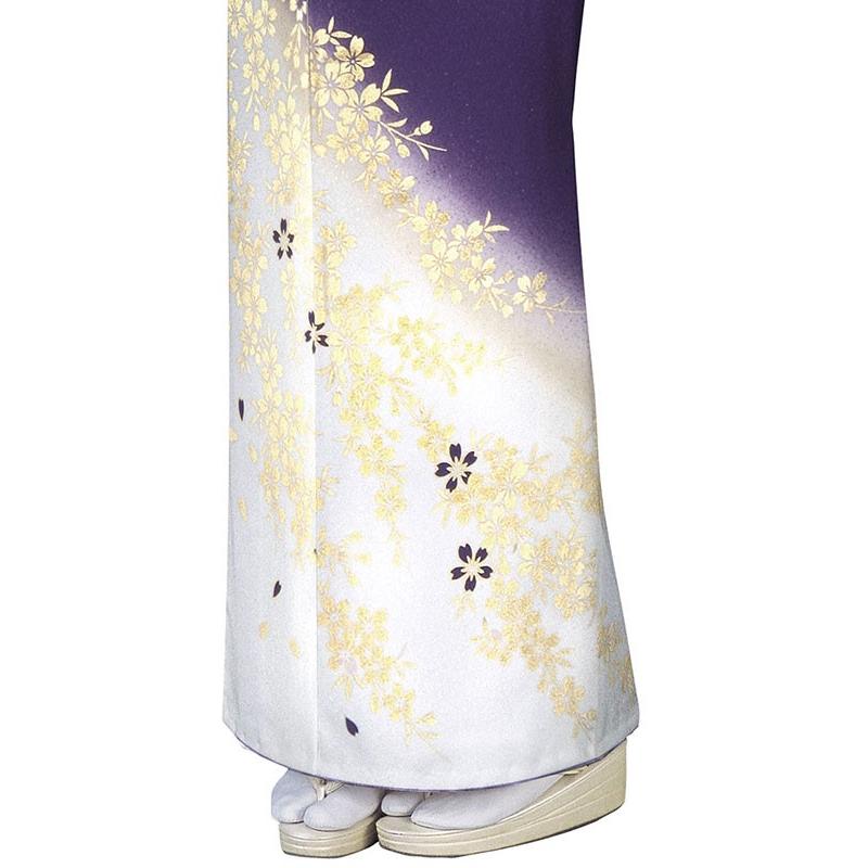 訪問着 着物 反物 女性 男性 踊り 絵羽 紫 白 枝垂れ桜 洗える着物