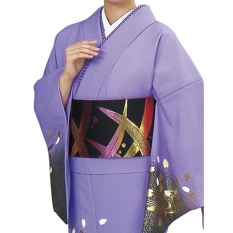 訪問着 着物 反物 女性 男性 踊り 絵羽 藤色 こげ茶 桜 流水 洗える