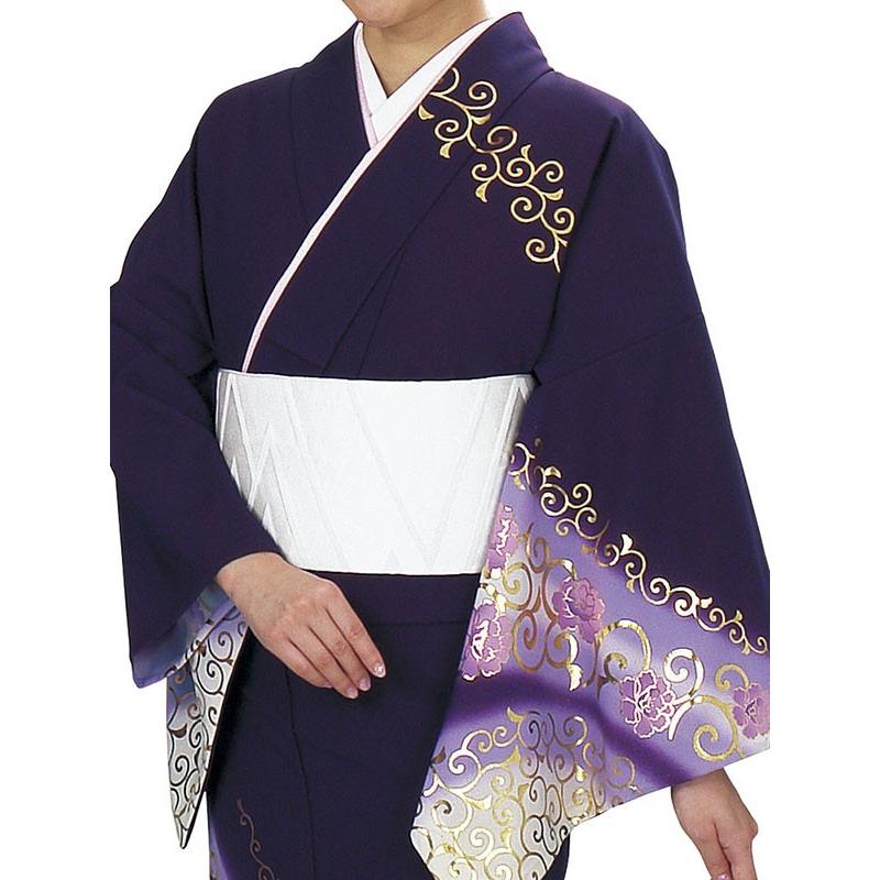 訪問着 着物 反物 女性 男性 踊り 絵羽 紫紺 クリーム 唐草牡丹 洗える