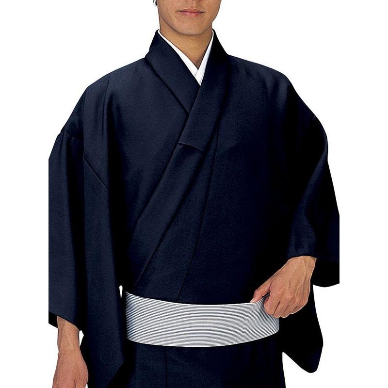 色無地 着物 男物 メンズ 単衣 ちりめん 結婚式 成人式 濃紺 洗える